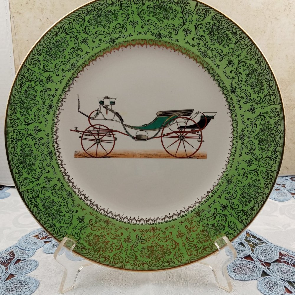 Vintage Imperial by Salem China Co Service Plate Floral Center Green Rim 23K